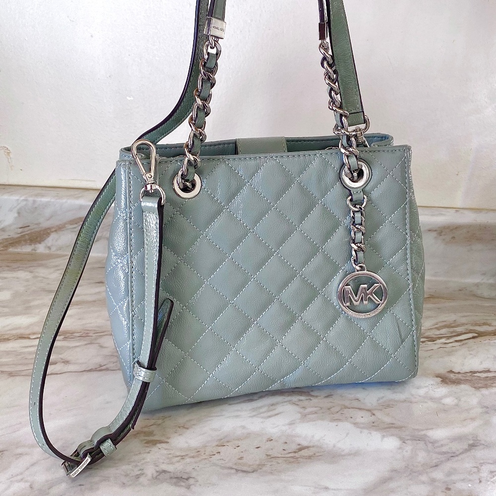 🪞 NEW MK patent leather quilted stitch small tote handbag by michael kors